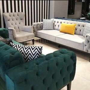 Buy Modern Tufted Velvet Fabric Chesterfield Sofa Set 01 - Image 5