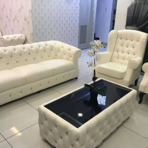 Tufted Centre table with glass top 05 - Image 2