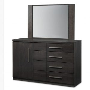 Dresser with mirror and a stool