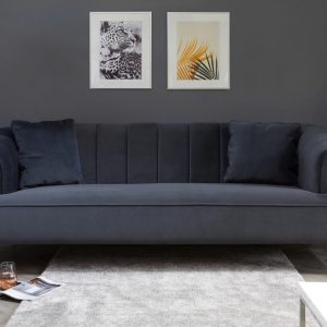 New Eagle Premium Grey Velvet Fabric sofa Set 3+2+1+1 - Image 3