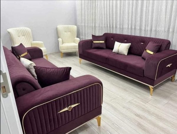 Buy Solid Built Modern Velvet Sofa 3-2-1-1 - Image 2