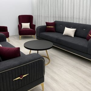Buy Solid Built Modern Velvet Sofa 3-2-1-1
