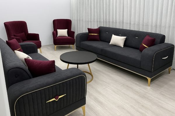 Buy Solid Built Modern Velvet Sofa 3-2-1-1