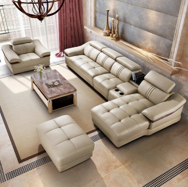 Buy Solid Built luxury 7 seater leather sofa set - Image 2