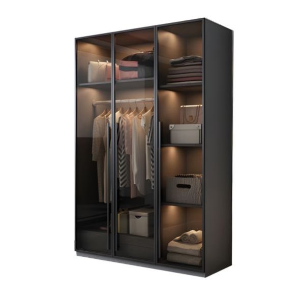 Buy Modern Custom Wardrobe with 6 Glass Doors and LED Lighting - Image 2