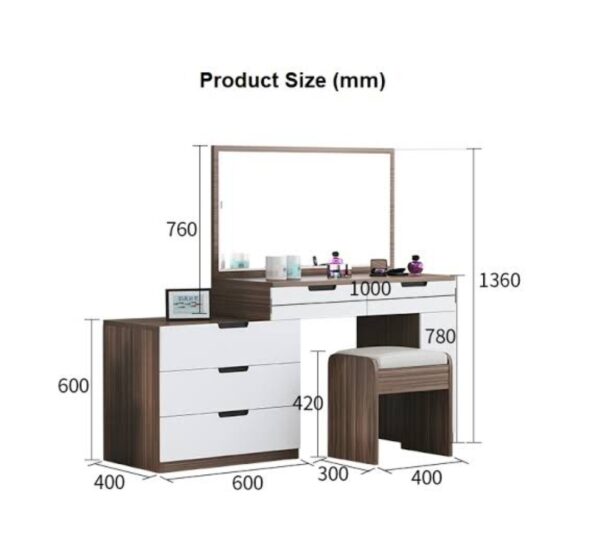 Buy Elegant Dressing Table with Mirror and Multi-Drawer Storage - Image 3