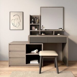 Buy Modern Dressing Table with Shelves, Drawers & Mirror