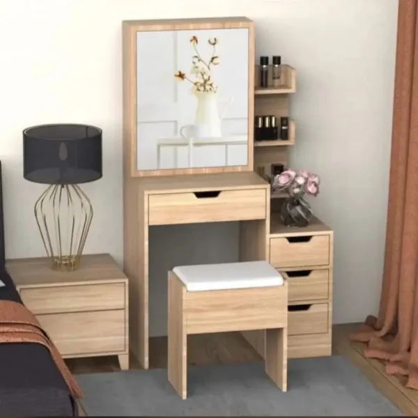 Buy Elegant Vanity Table with Mirror, Hidden Storage & Stool - Image 2