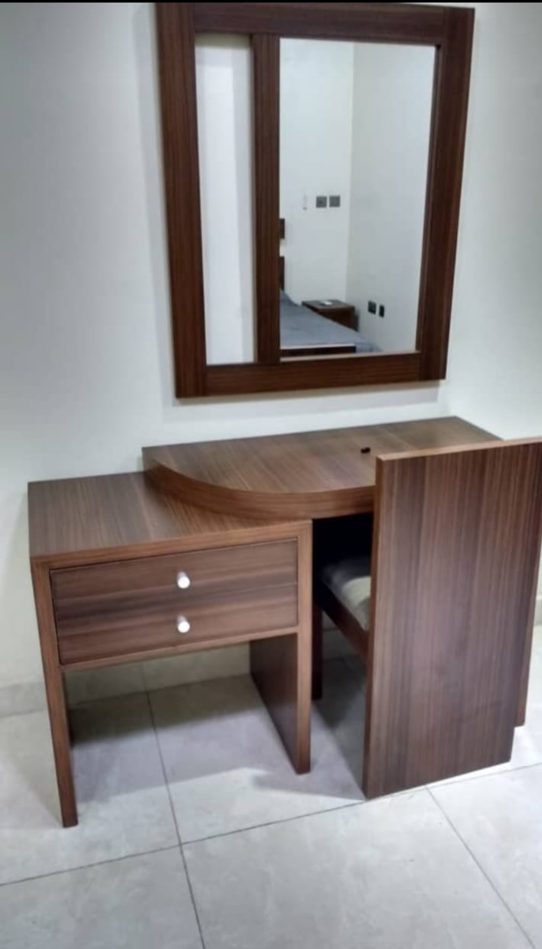 Buy Modern Wooden Dressing Table with Mirror and Chair