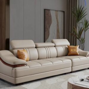 Buy Contemporary 3 Seater Leather Sofa with Adjustable Headrests
