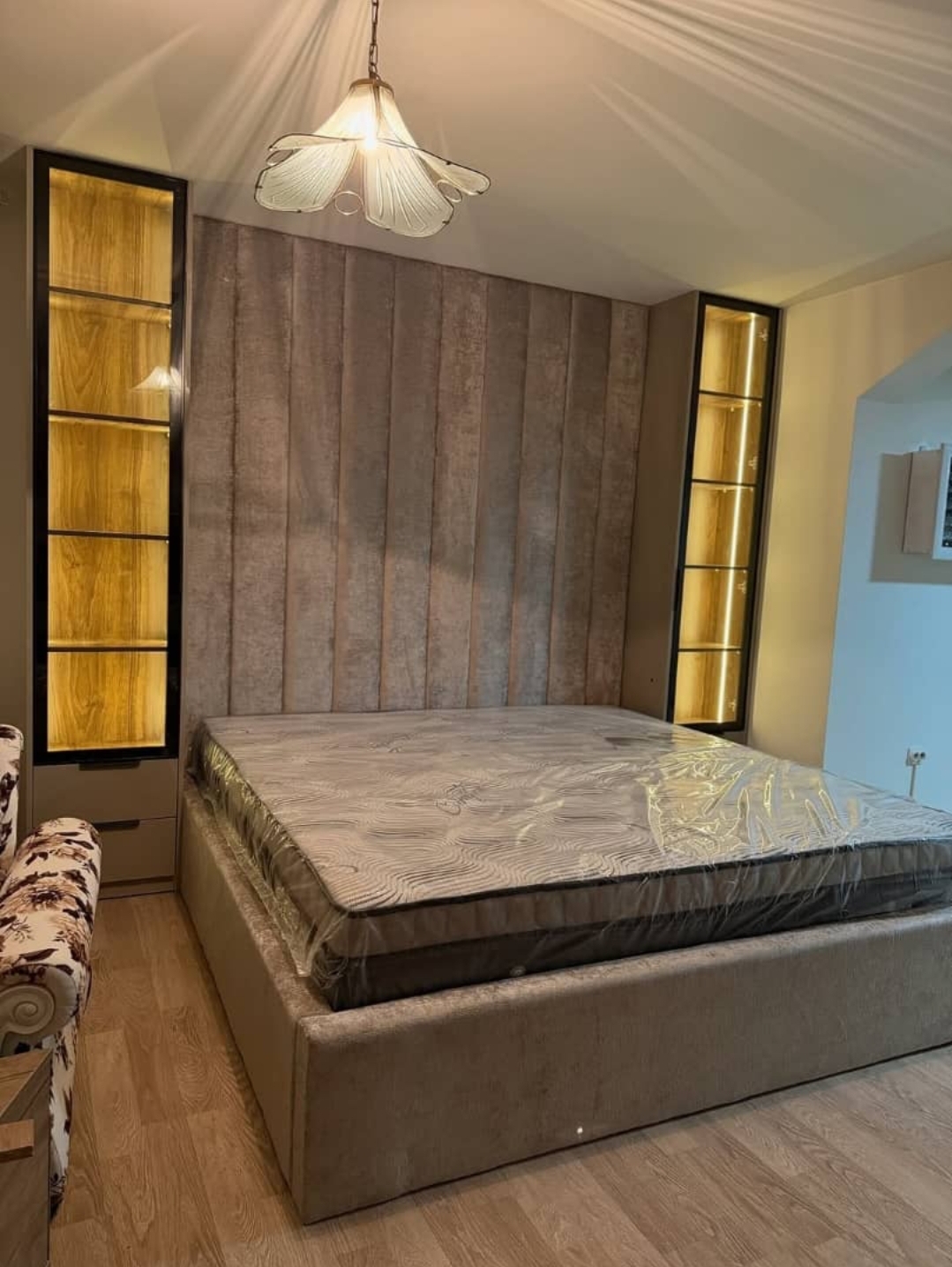 Buy Custom 6by6 Luxury Upholstered Bed Frame with Illuminated Side Towers