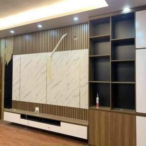 Buy Modern TV Wall Unit with Storage & Marble Finish