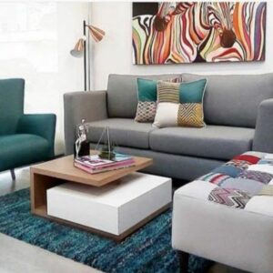 Buy Stylish 5-seater Sofa set with Armchair, Sofa & Patchwork Ottoman