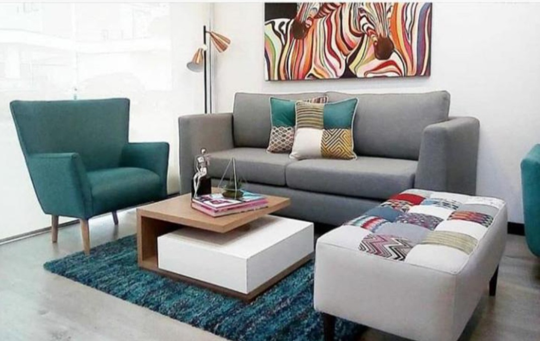 Buy Stylish 5-seater Sofa set with Armchair, Sofa & Patchwork Ottoman