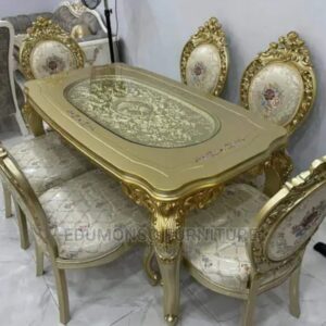 Buy Luxury Royal Gold 6-Seater Dining Table Set