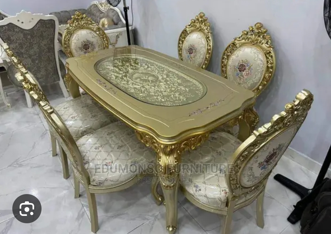 Buy Luxury Royal Gold 6-Seater Dining Table Set