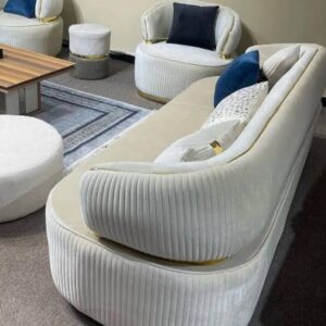 Buy Modern Luxury Curved 5-Seater Sofa Set with Ottoman