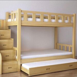 Buy Custom Solid Wood Bunk Bed with Storage Stairs & Pull-Out Trundle