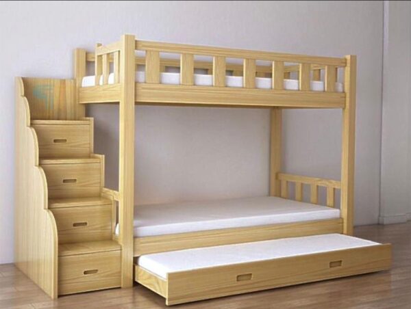Buy Custom Solid Wood Bunk Bed with Storage Stairs & Pull-Out Trundle