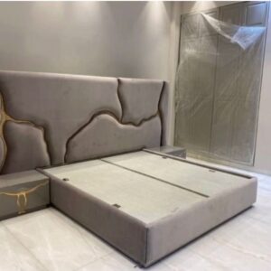 Buy Luxury Upholstered Platform 6b6 Bed Frame with Artistic Headboard